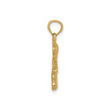 14k Yellow Gold Pendant Featuring Kneeling Girl in Prayer, Christian Faith Jewelry Charm