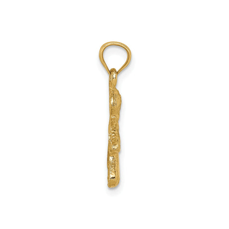 14k Yellow Gold Pendant Featuring Kneeling Girl in Prayer, Christian Faith Jewelry Charm