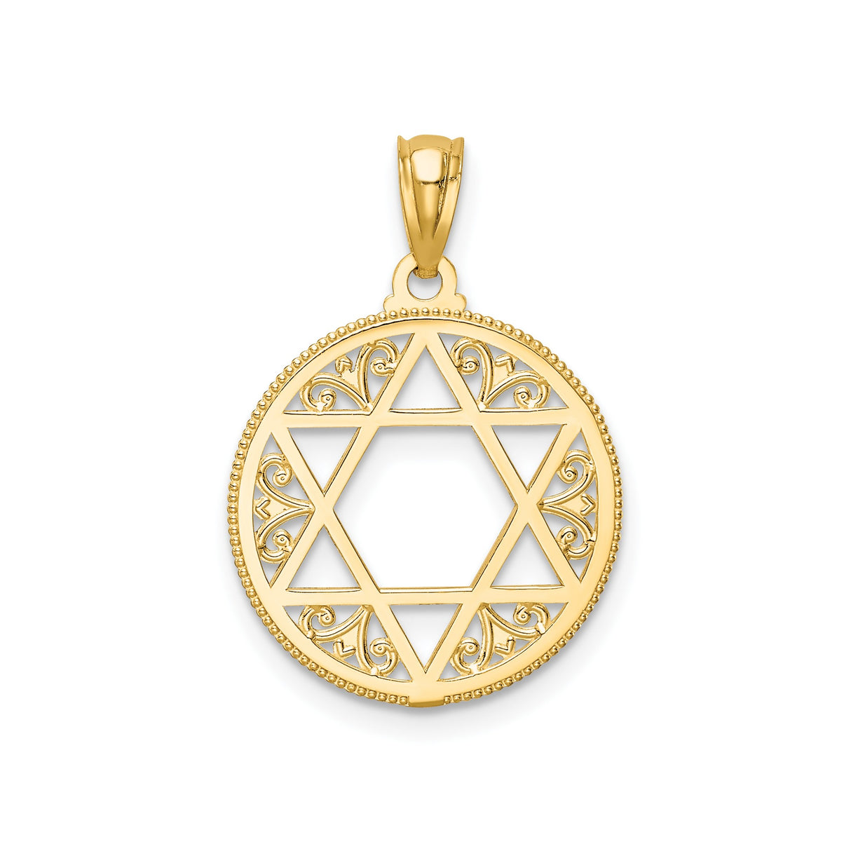 14k Yellow Gold Star of David Pendant with Filigree Detailing, Spiritual Jewelry Charm