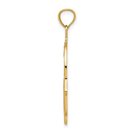 14k Yellow Gold Hamsa Pendant with Radiating Star Design, Filigree Hand Symbol for Protection