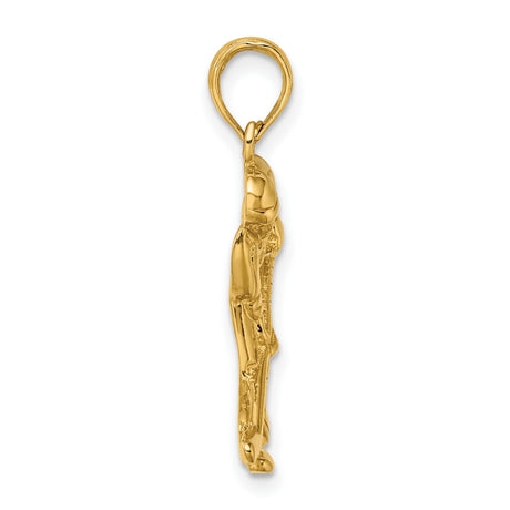 14k Yellow Gold Hockey Player Pendant with Stick and Puck , Sports Charm for Unisex Fans