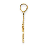 14k Yellow Gold Figure Skater Pendant, Female Athlete in Mid-Jump Sports Charm