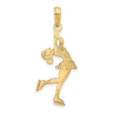 14k Yellow Gold Ice Skater Pendant, Figure Skating Charm, Sports Jewelry for Women
