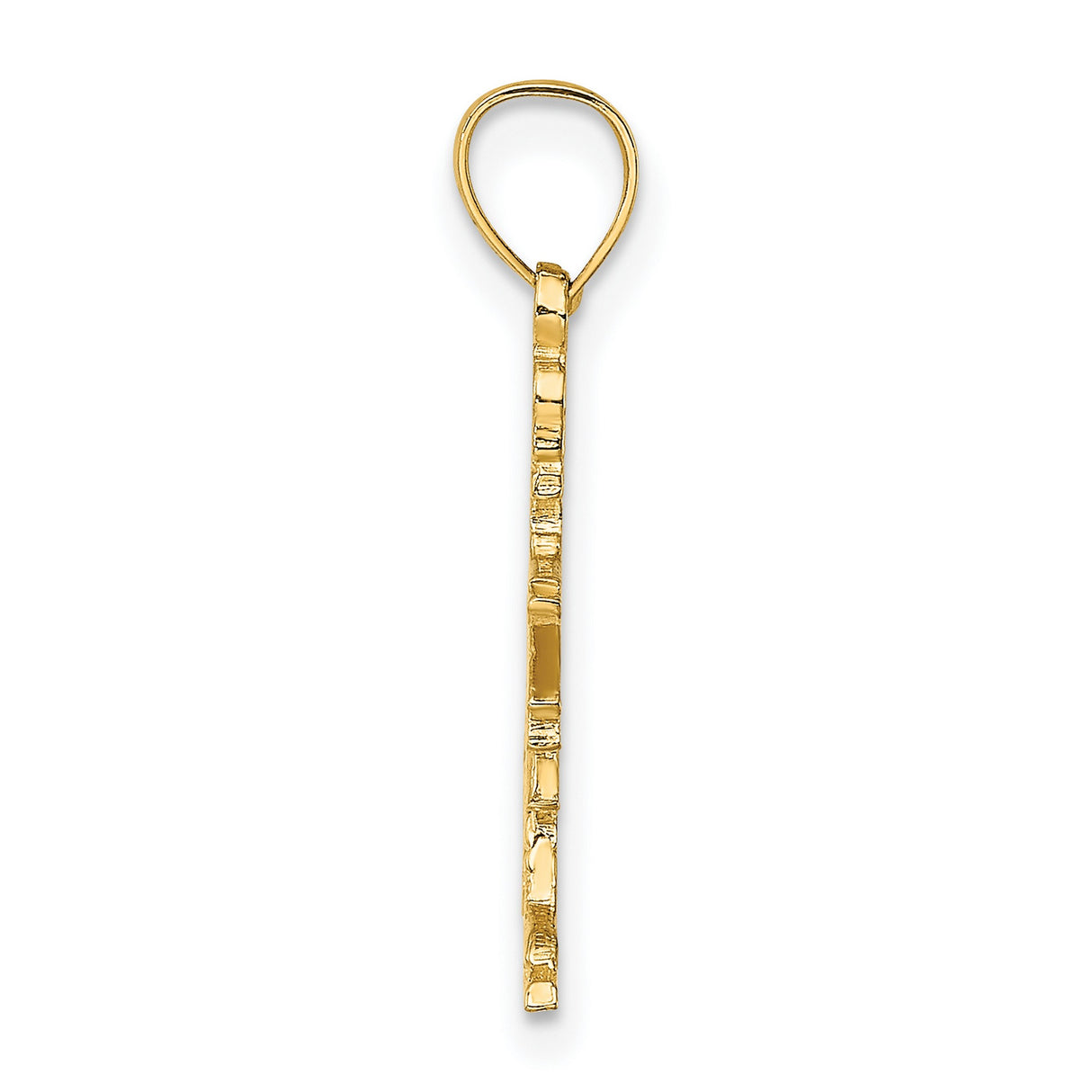 14k Yellow Gold Figure Skater Pendant with Textured Outfit and Ice Skates