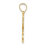 14k Yellow Gold Figure Skater Pendant with Textured Outfit and Ice Skates