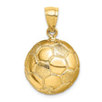 14k Yellow Gold Soccer Ball Pendant, Textured Sports Charm for Men and Women