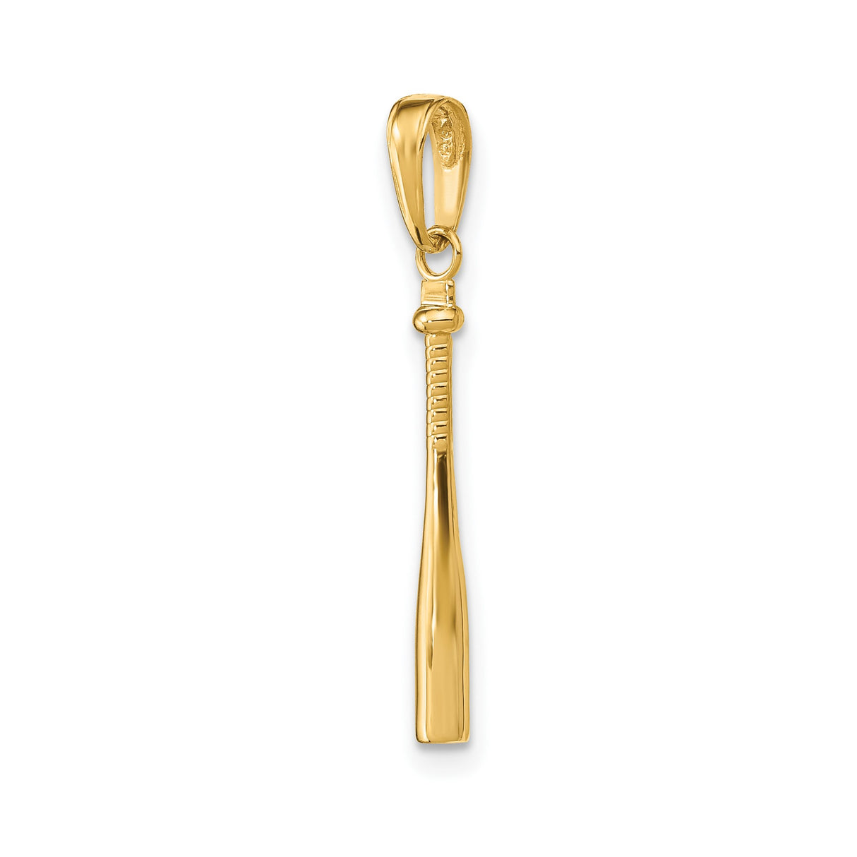 14k Yellow Gold Baseball Bat Pendant with Detailed Grip Design, Sports Jewelry for Men or Unisex