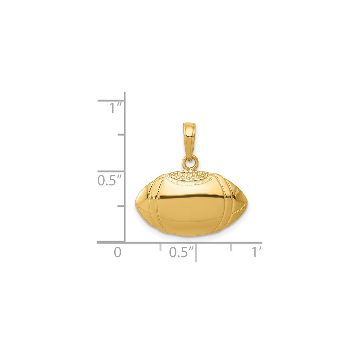 14k Yellow Gold Football Pendant with Detailed Stitching, Sports Charm for Men or Unisex