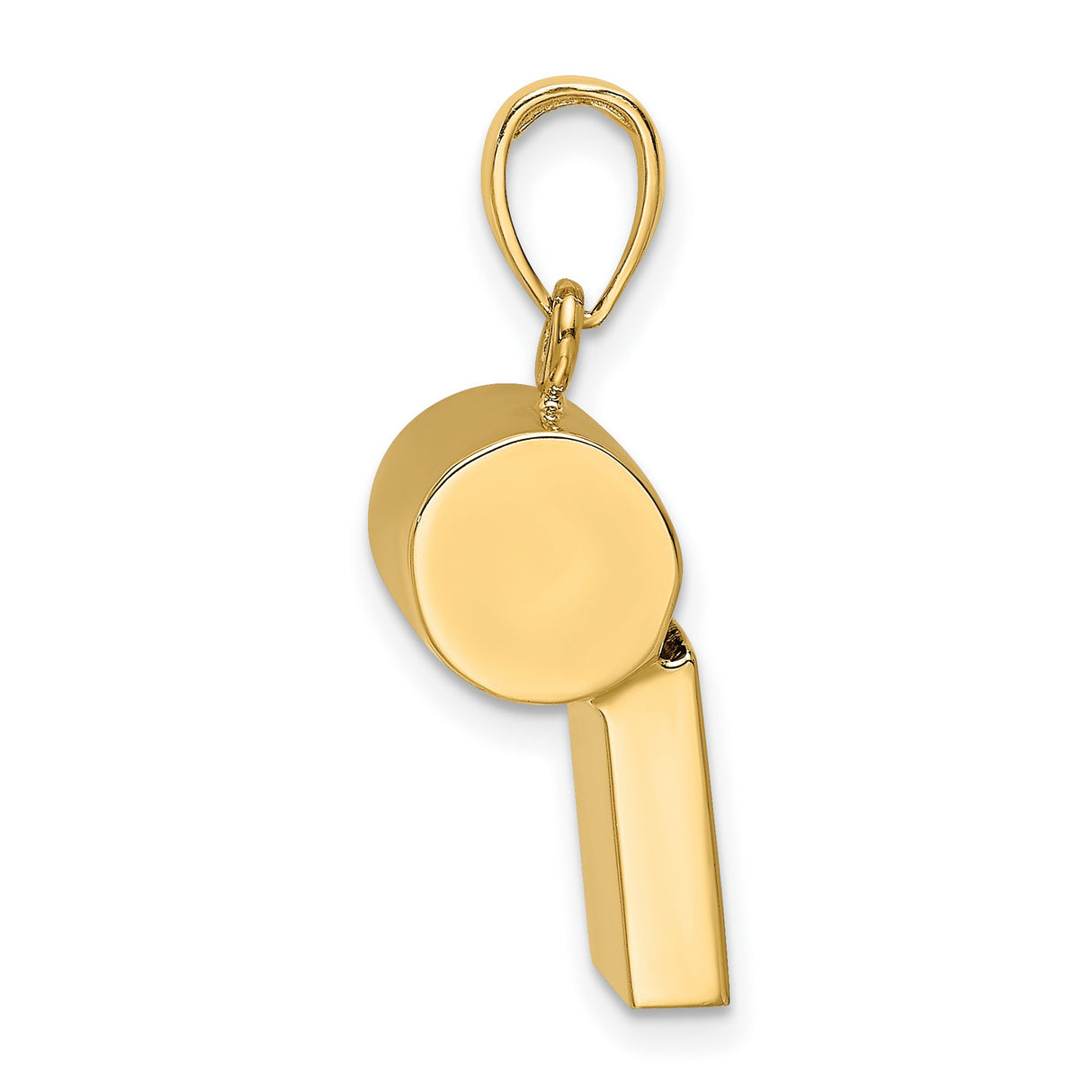 14k Yellow Gold Whistle Pendant, Mini Sports Charm with High Polish Finish, Unisex Athletic Jewelry