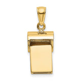 14k Yellow Gold Whistle Pendant, Mini Sports Charm with High Polish Finish, Unisex Athletic Jewelry