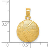 Basketball Charm Pendant in Real 14k Yellow Gold