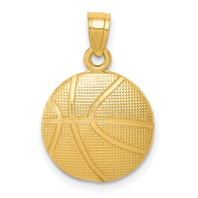 Basketball Charm Pendant in Real 14k Yellow Gold