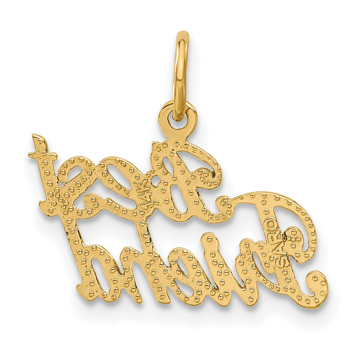Best Friend Charm Pendant in Real 14k Yellow Gold