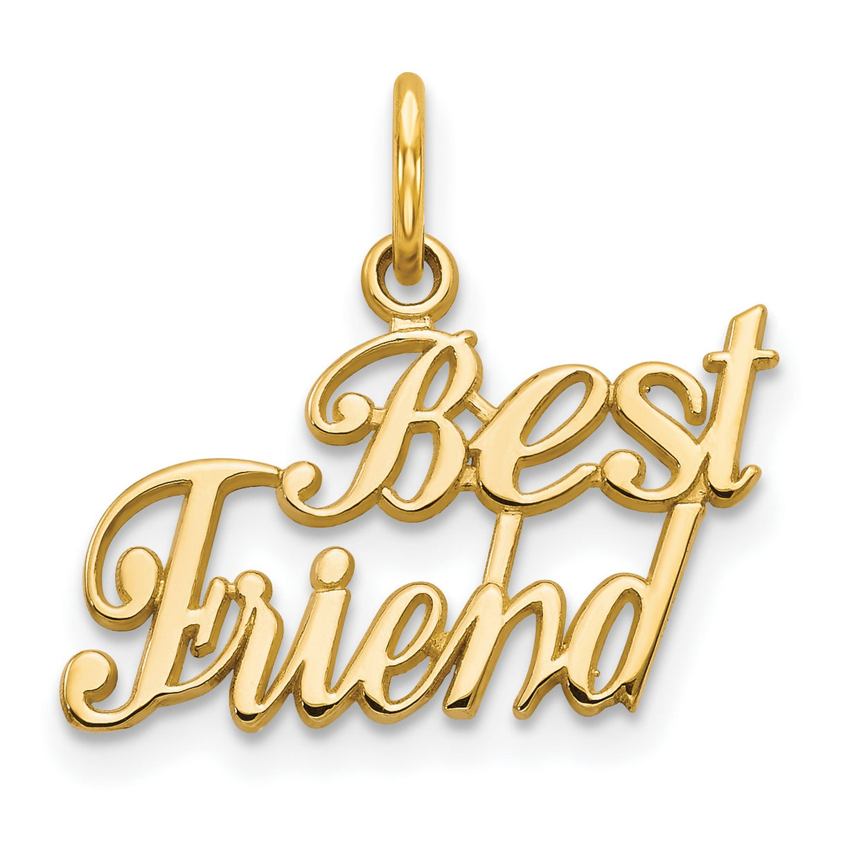 Best Friend Charm Pendant in Real 14k Yellow Gold