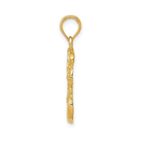 14k Yellow Gold Basketball Hoop Pendant with Detailed Net and Ball Design for Men or Unisex