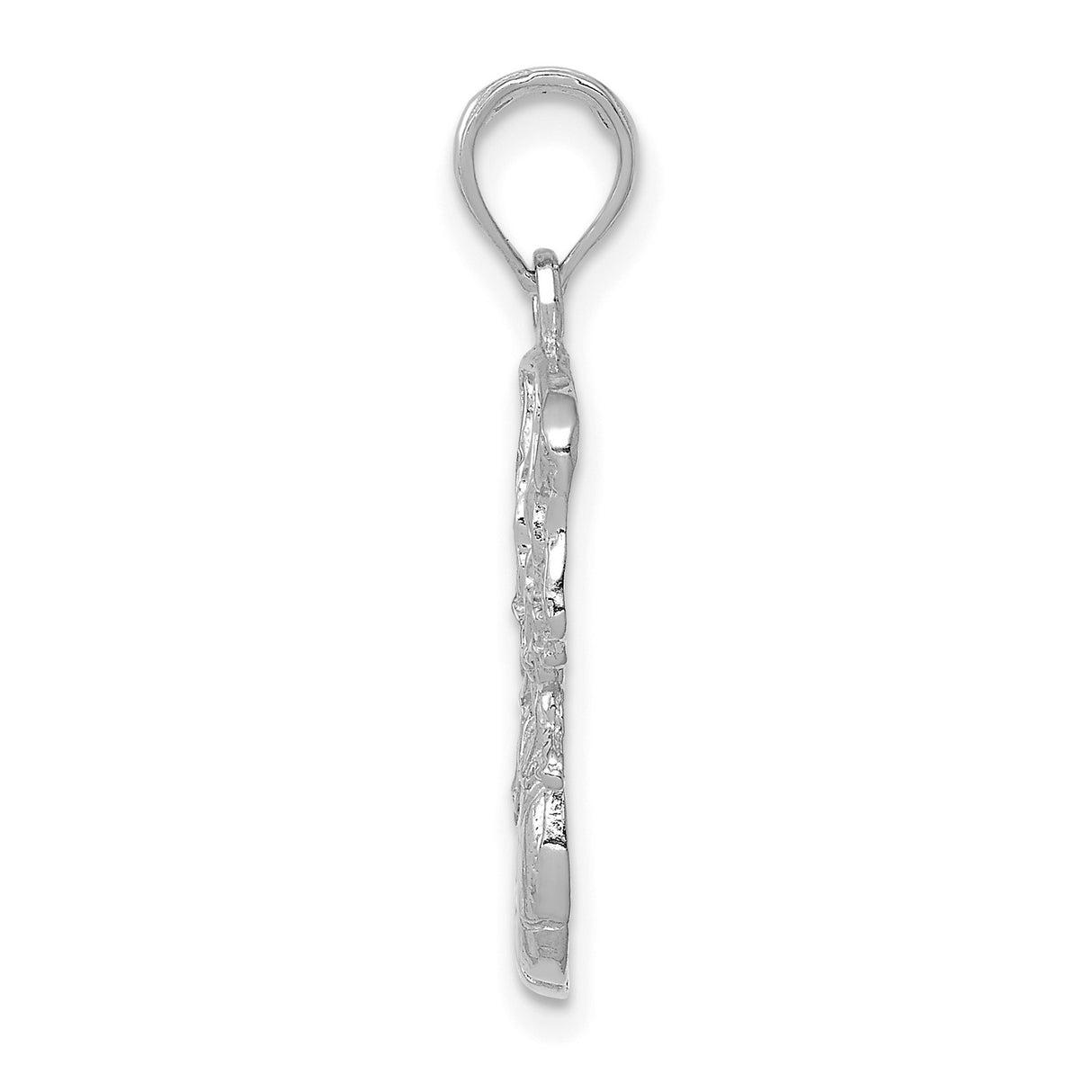 14k White Gold Basketball Pendant with Hoop and Net Design, Sporty Charm for Men or Women