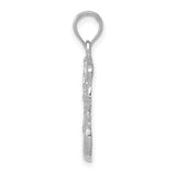 14k White Gold Basketball Pendant with Hoop and Net Design, Sporty Charm for Men or Women