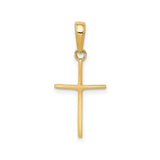14k Yellow Gold Cross Pendant, Polished Slender Latin Cross Charm for Men and Women