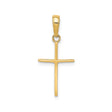 14k Yellow Gold Cross Pendant, Polished Slender Latin Cross Charm for Men and Women