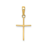14k Yellow Gold Cross Pendant, Polished Slender Latin Cross Charm for Men and Women