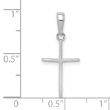 14k White Gold Cross Pendant, Polished Modern Spiritual Design for Men and Women