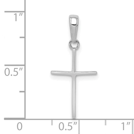 14k White Gold Cross Pendant, Polished Modern Spiritual Design for Men and Women