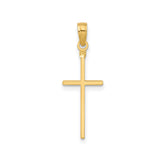 14k Yellow Gold Cross Pendant with Polished Latin Design, Minimalist Religious Jewelry