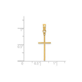 14k Yellow Gold Cross Pendant with Polished Latin Design, Minimalist Religious Jewelry