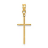 14k Yellow Gold Cross Pendant with Polished Latin Design, Minimalist Religious Jewelry