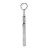 14k White Gold Cross Pendant with Long Slender Bar, Minimalist Modern Faith Design