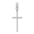 14k White Gold Cross Pendant with Long Slender Bar, Minimalist Modern Faith Design