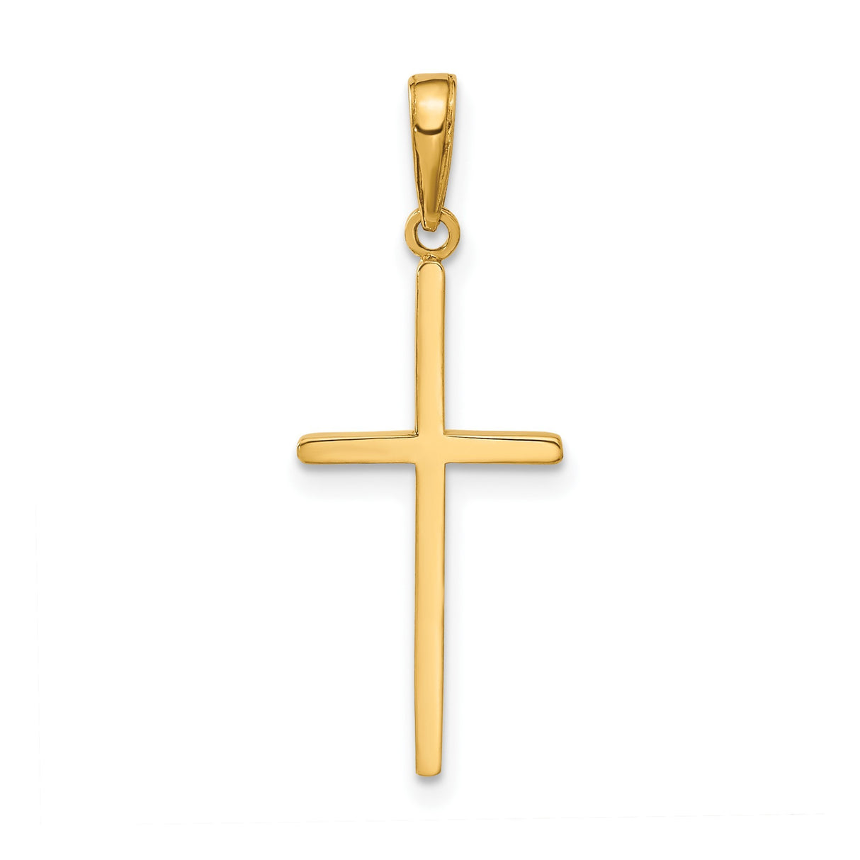 14k Yellow Gold Cross Pendant, Polished Latin Style Religious Jewelry for Men and Women