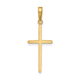 14k Yellow Gold Cross Pendant, Polished Latin Style Religious Jewelry for Men and Women