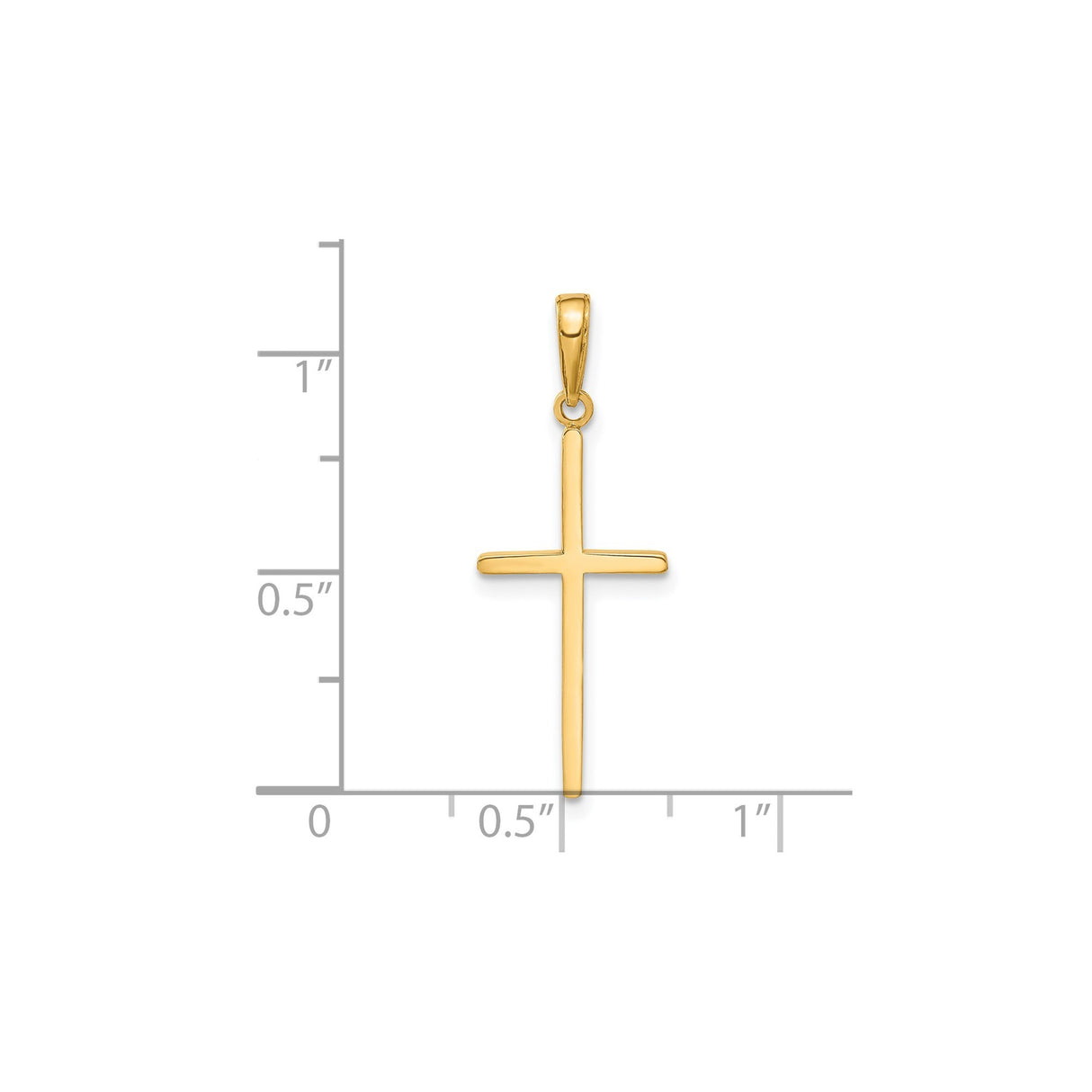 14k Yellow Gold Cross Pendant, Polished Latin Style Religious Jewelry for Men and Women