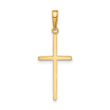 14k Yellow Gold Cross Pendant, Polished Latin Style Religious Jewelry for Men and Women