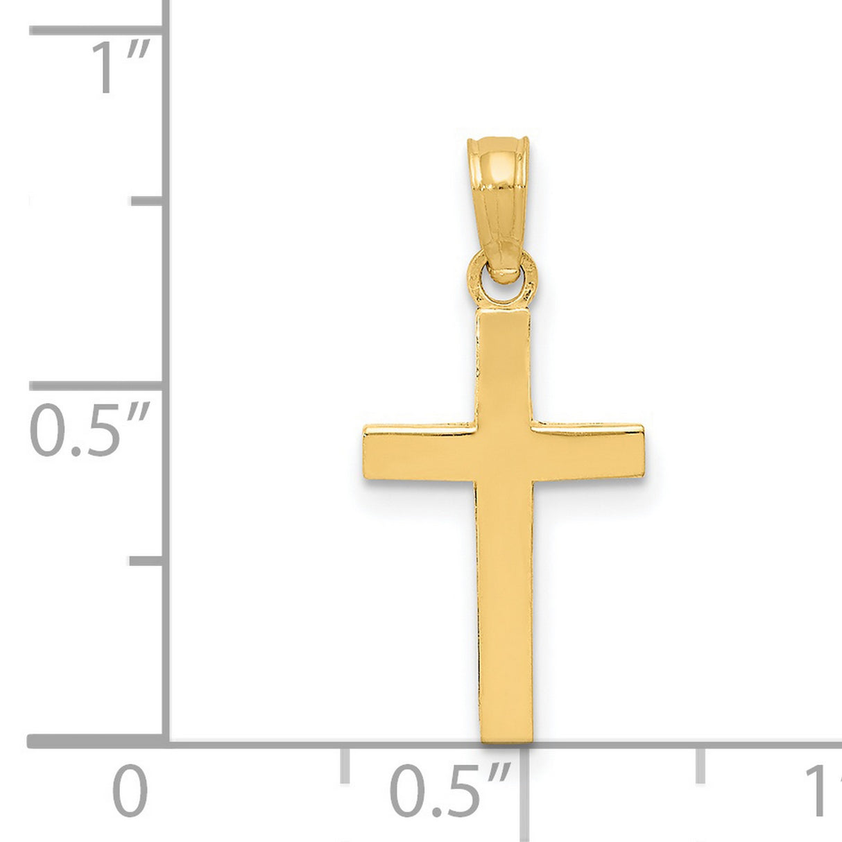 Beveled Latin Cross Charm Pendant in Real 14k Yellow Gold