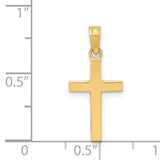 Beveled Latin Cross Charm Pendant in Real 14k Yellow Gold