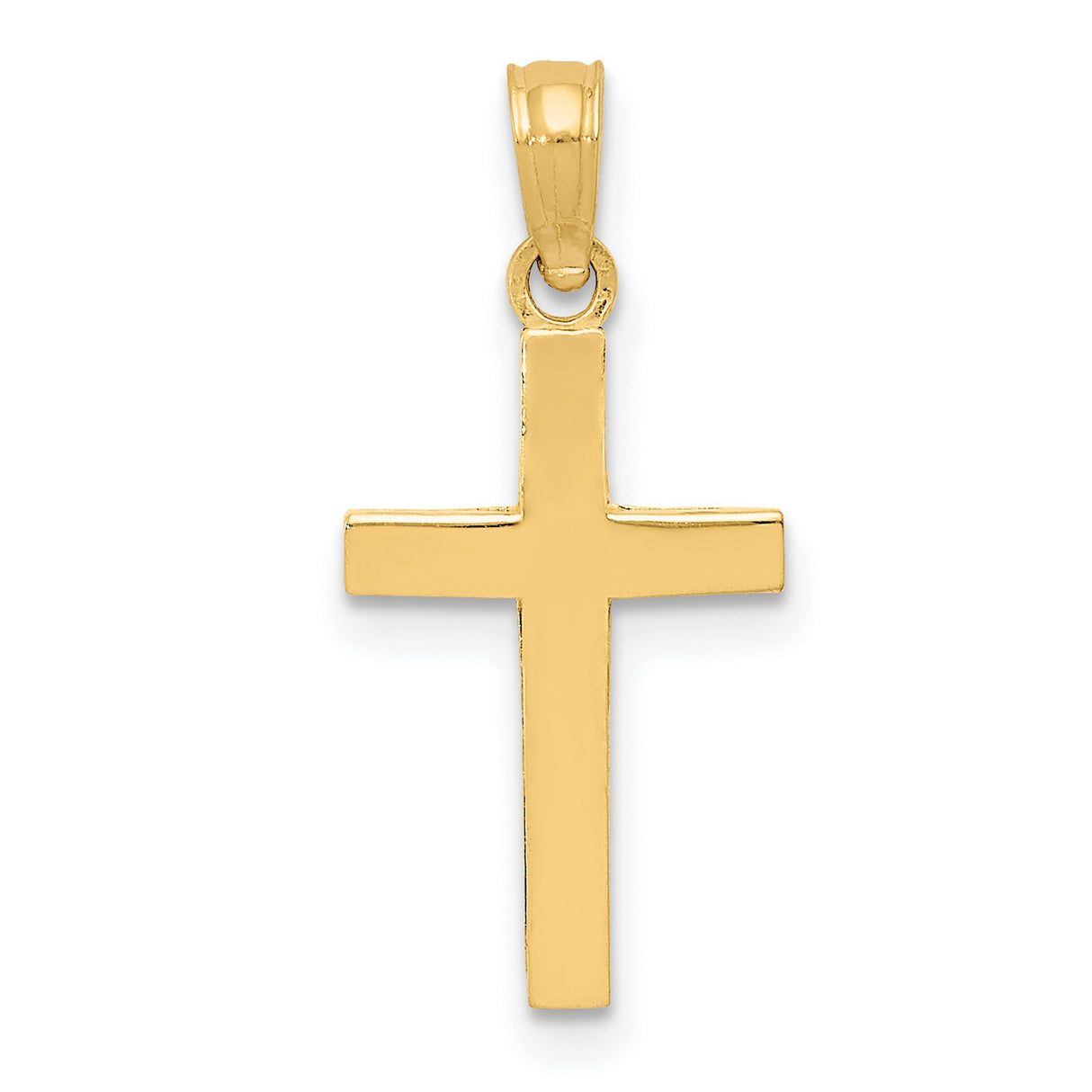 Beveled Latin Cross Charm Pendant in Real 14k Yellow Gold