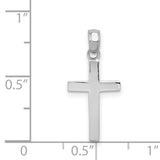 Beveled Cross Charm Pendant in Real 14k White Gold