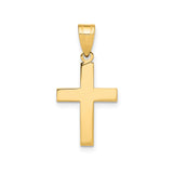 14k Yellow Gold Latin Cross Pendant with Mirror Finish and Modern Clean Lines
