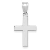 14k White Gold Cross Pendant with Polished Mirror Finish, Minimalist Modern Design