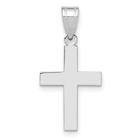 14k White Gold Cross Pendant with Polished Mirror Finish, Minimalist Modern Design