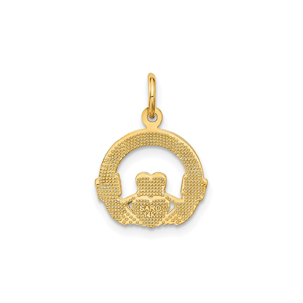 14k Yellow Gold Claddagh Pendant with Crowned Heart and Hands, Irish Heritage Jewelry
