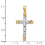 Diamond-Cut Latin Cross Charm Pendant in Real 14k Multi-Tone Gold