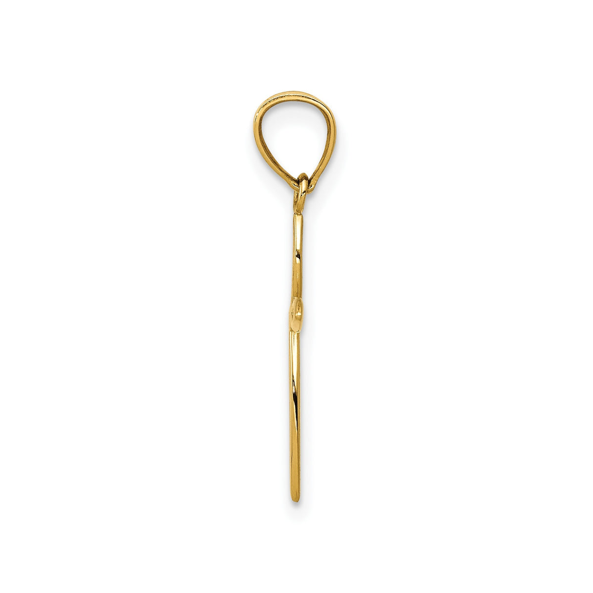 14k Yellow Gold Cross Pendant with Polished Ribbon Design and Floral Motif