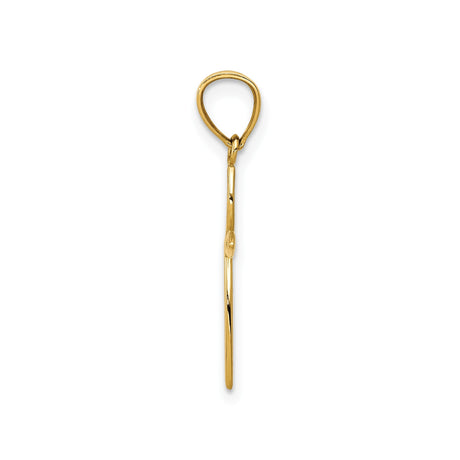 14k Yellow Gold Cross Pendant with Polished Ribbon Design and Floral Motif