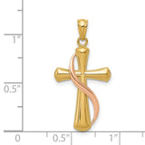Methodist Cross Charm Pendant in Real 14k Multi-Tone Gold