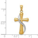 Methodist Cross Charm Pendant in Real 14k Multi-Tone Gold