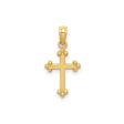 14k Yellow Gold Cross Pendant, Budded Design, Polished Finish Religious Charm for Men and Women