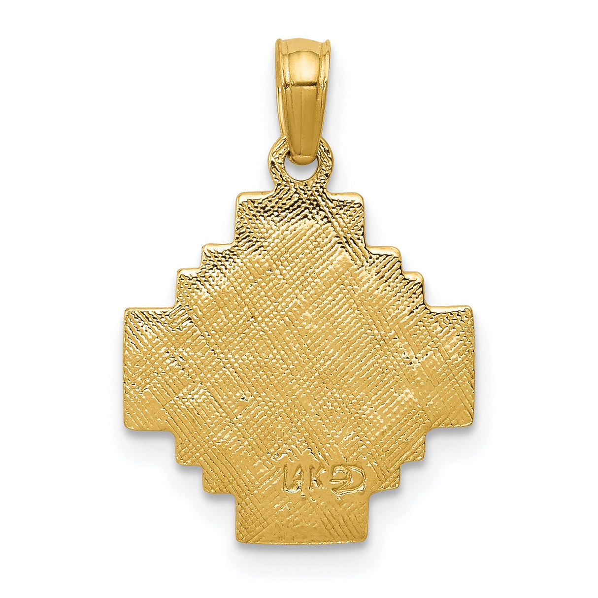 Solid Textured Jerusalem Cross Charm Pendant in Real 14k Yellow Gold